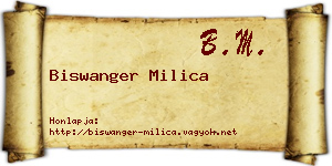 Biswanger Milica névjegykártya
